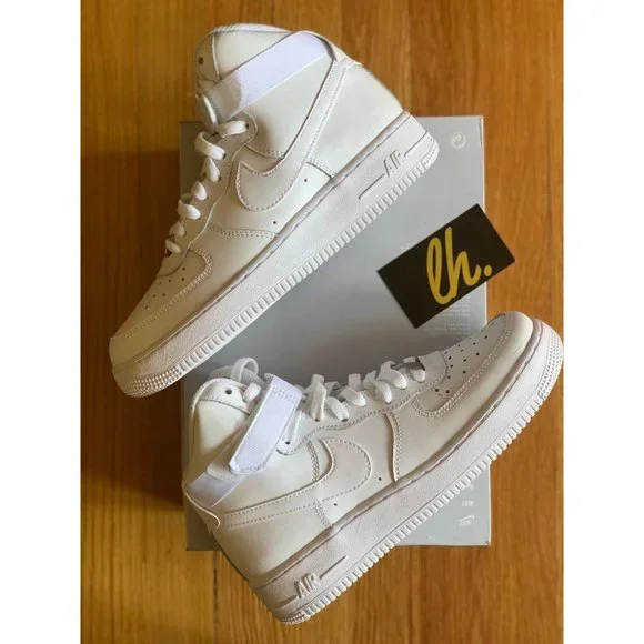 Size 7y Nike Air Force 1 High "Triple White"